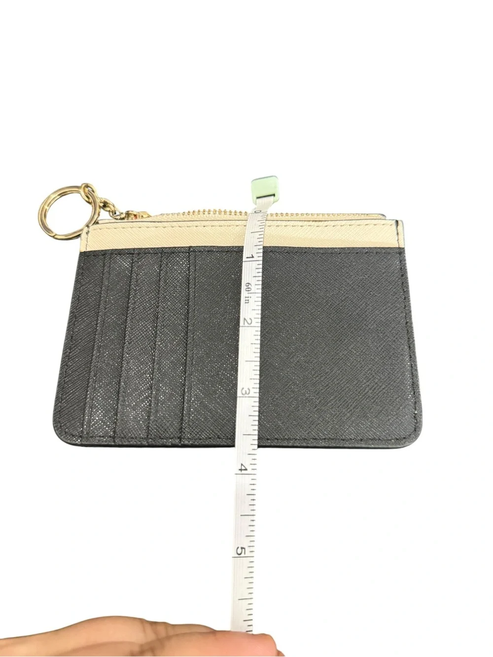 kate spade cream leather zip coin pouch with keyring
